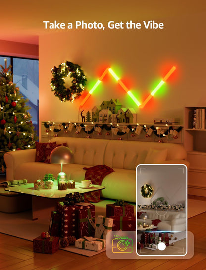 Lepro WL1 AI Glide RGBIC Smart Wall Light, LLM Wall Light, Work with Alexa/Google Assistant, Multicolor Segmented Control, LED Light for Gaming, TV LED Backlight, Smart LED Lights, 6 Pcs+2 Corners