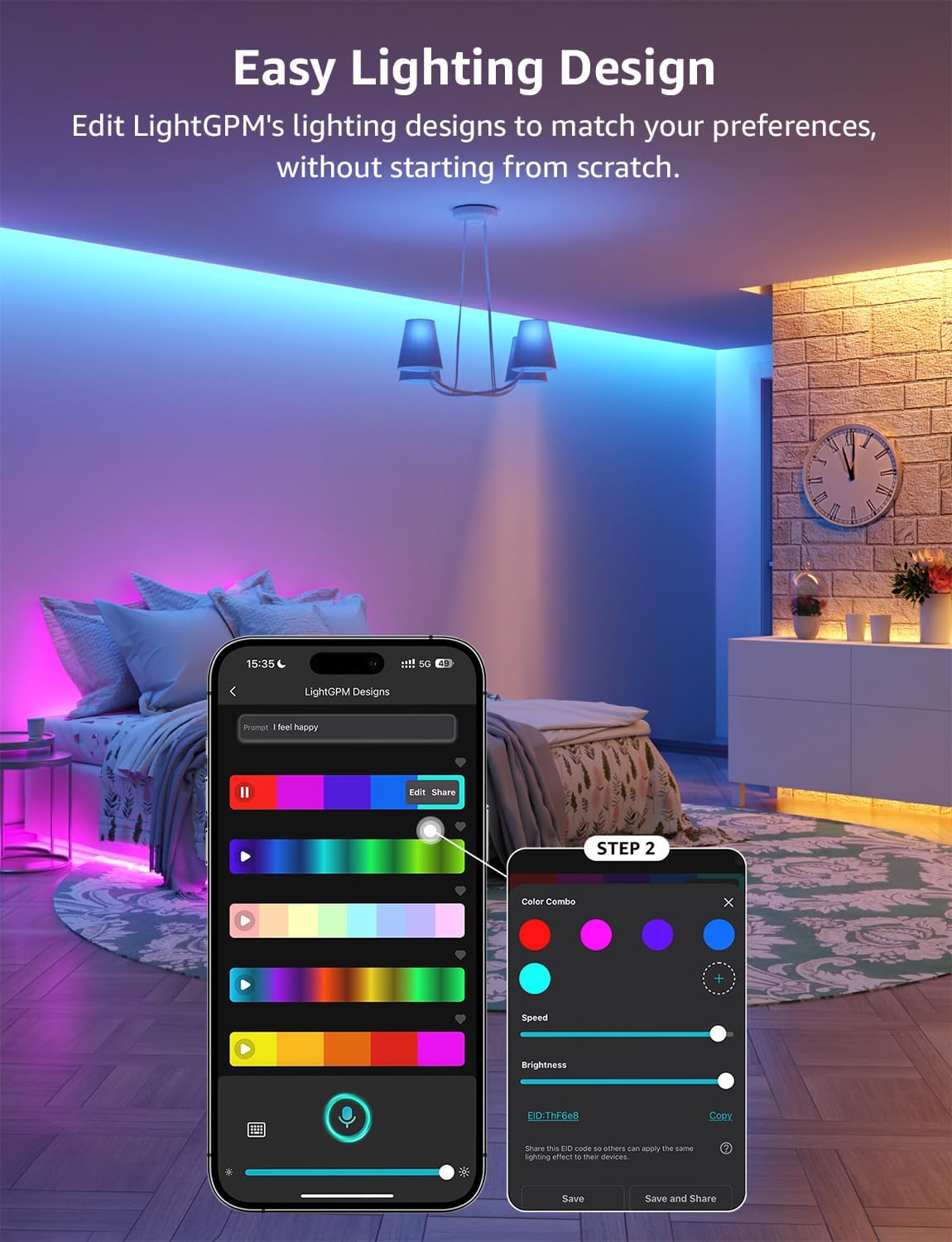 Lepro SE1 AI Led Strip Lights,WiFi RGB LED Lights, Work with Alexa & Google Led Lights Strip for Bedroom, Segmented DIY LLM Led Light Strips, Music Sync Bluetooth LED Lights for Room, Kitchen