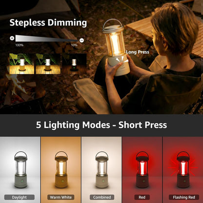 Lepro 1100LM Battery Powered LED Camping Lantern, Waterproof Tent Light with 4 Light Modes, Camping Essentials, Portable Lantern Flashlight for Camping, Emergency Light, Power Outage, Not Rechargeable