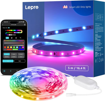 32.8ft(16.4ft*2) RGB LED Light Strips Kit with Remote Control, Color Changing LED Strip Lights for Bedroom, Room, Kitchen and TV Decoration