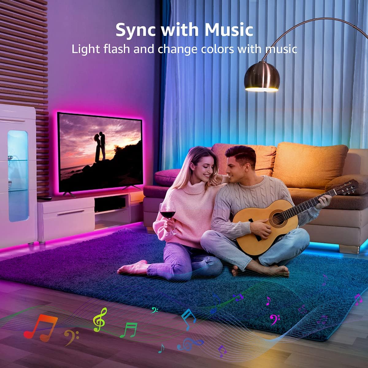 Lepro Smart LED Light Strip, 32.8FT Alexa WiFi LED Strip Sync with Music, 16 Million Colors Strip Lights for Bedroom, Home, Kitchen, TV, Party, Only Support 2.4Ghz WiFi (16.4ft*2)