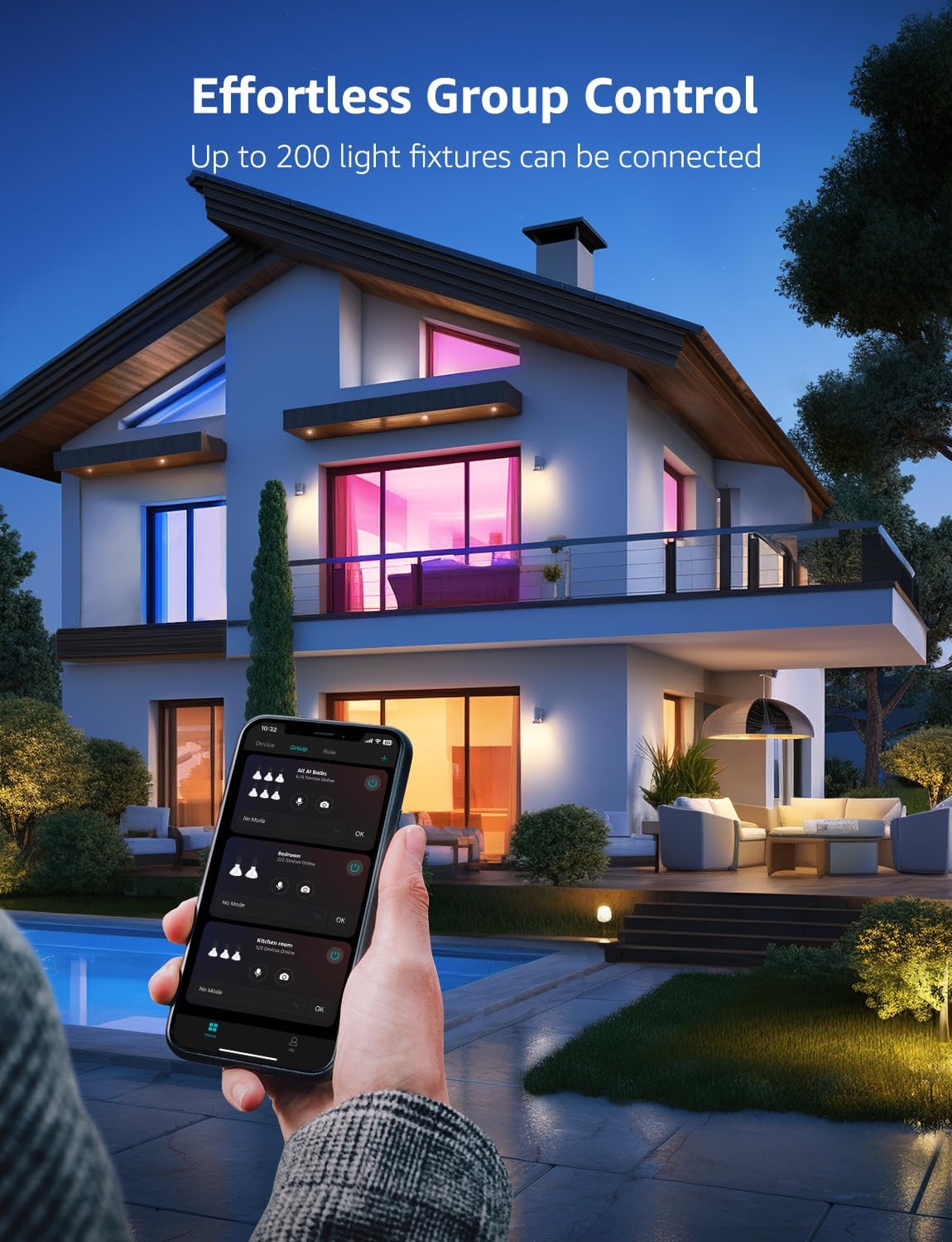 Lepro BR1 AI Smart Light Bulbs, Dimmable BR30 Bulbs, Work with Alexa & Google Home, Music Sync, RGBWW Colour Changing Light Bulb, Flood Light Bulbs, WiFi & Bluetooth Via Lepro App, LLM, E26, 4 Pack