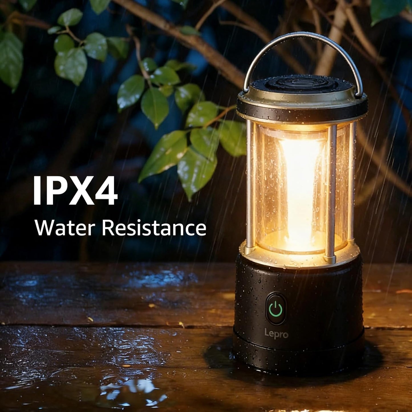 Lepro 1100LM Battery Powered LED Camping Lantern, Waterproof Tent Light with 4 Light Modes, Camping Essentials, Lantern Flashlight for Camping, Emergency Light, Power Outage, Not Rechargeable