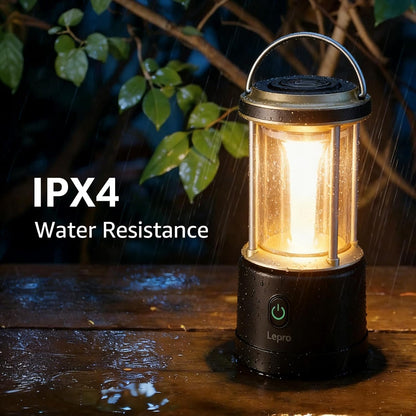 Lepro 1100LM Battery Powered LED Camping Lantern, Waterproof Tent Light with 4 Light Modes, Camping Essentials, Lantern Flashlight for Camping, Emergency Light, Power Outage, Not Rechargeable