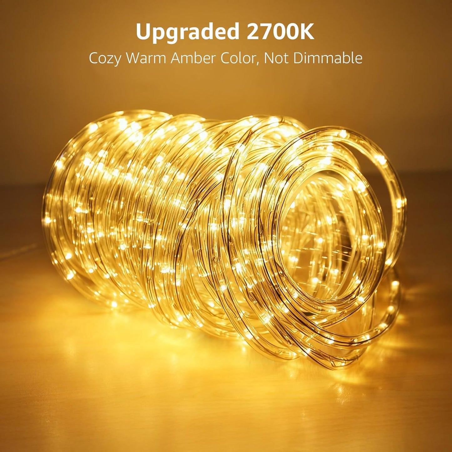 LE Rope String Lights, 24V 32.8ft Waterproof LED String Rope Lights, 240 LEDs Non-dimmable Tube String Lights for Christmas Wedding Festival Party Garden Patio Indoor Outdoor Warm White