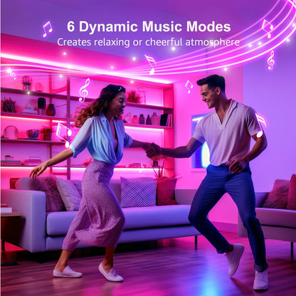 65.6ft MagicColor LED Strip Lights, Ultra-Long Strip Lights Sync to Music, Color Changing Light for Party, Bar, Bedroom, Kitchen,Gaming Room and Home Decoration, 32.8ft*2