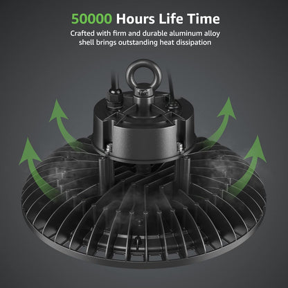 100W UFO High Bay LED Light, 13000 LM Dimmable for Warehouse, Workshop,Factory & Garage, 300W Metal Halide Equivalent, UL Listed | Limited-Time 10% Off