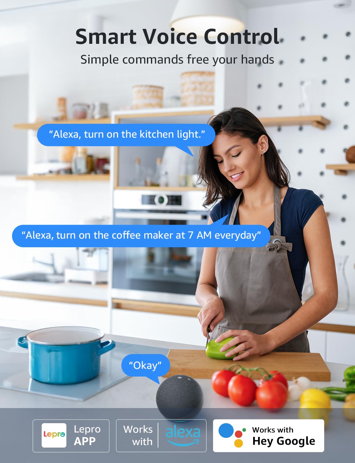 Lepro Smart Plug Mini 15A, Smart Home Wi-Fi Outlet Works with Alexa & Google Home, Schedule & Timer, Group Control, 2.4GHz WiFi Only, No Hub Required, ETL & FCC Certified, 4 Packs
