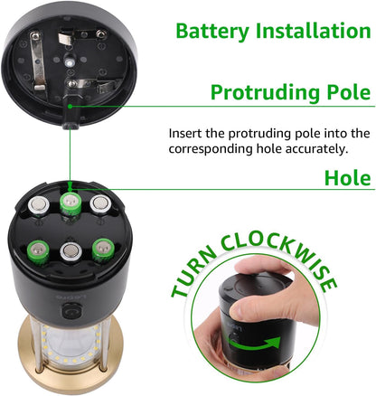 Lepro 1100LM Battery Powered LED Camping Lantern, Waterproof Tent Light with 4 Light Modes, Camping Essentials, Lantern Flashlight for Camping, Emergency Light, Power Outage, Not Rechargeable