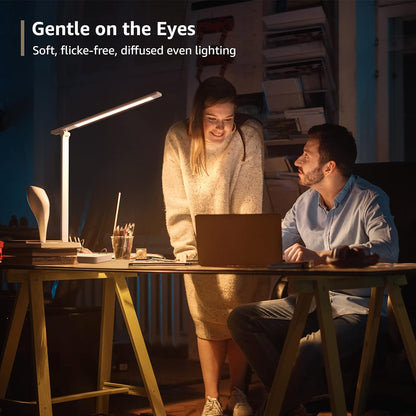 Lepro LED Desk Lamp, Adjustable Eye-Caring Desk Light, 3 Color Modes with 5 Brightness Levels Table Lamp, Touch Control with Memory Function, 9W Dimmable Office Lamp for Office, Home, Reading, Studying, Working, White
