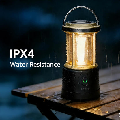 Lepro 1800LM USB Rechargeable LED Camping Lantern, Waterproof Tent Light with 4 Light Modes, Camping Essentials, Portable Lantern Flashlight for Camping, Emergency Light, Type-C Cable Included, Black
