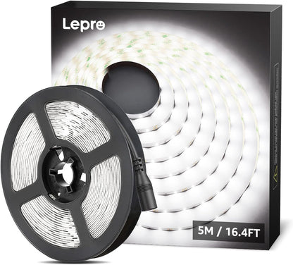 LE LED Light Strip,16.4ft 300LEDs 2835SMD, Flexible LED Strip,12V DC Non-Waterproof,for DIY Home Kitchen Car Bar Party Decoration, Power Adapter Not Included, Warm White