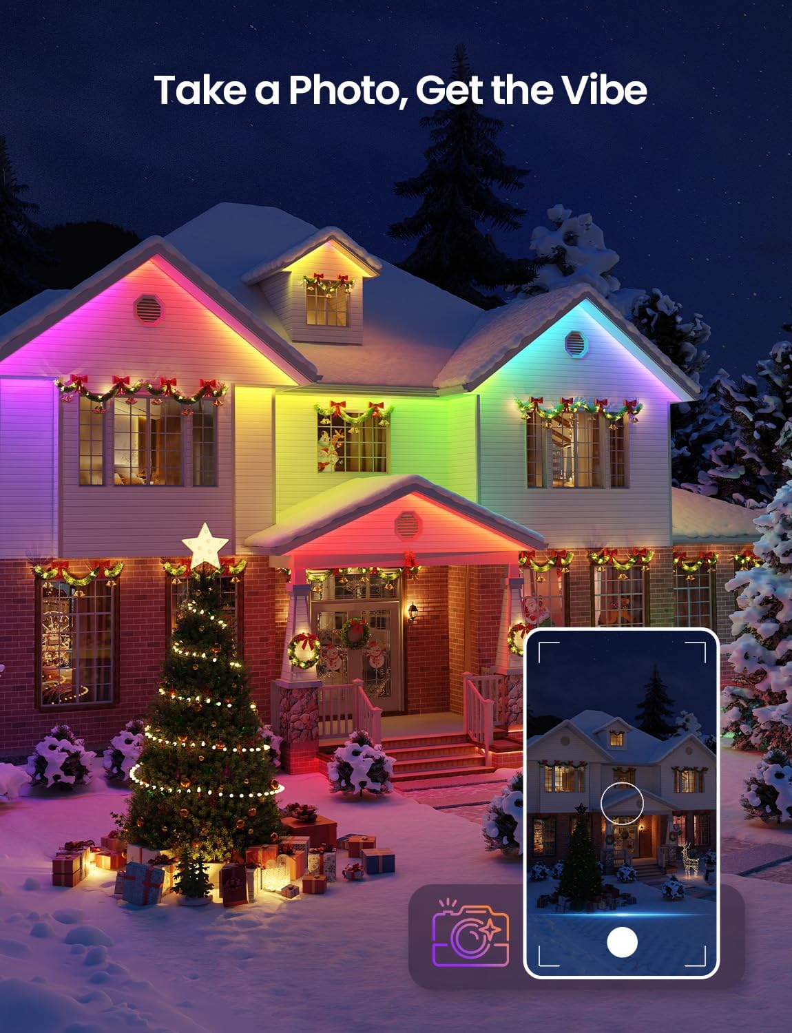 Lepro SW1 AI RGBICW Outdoor LED Strip Lights, Waterproof LED Lights, Work with Alexa and Google Assistant, Personalized AI Lighting Designer, Music Sync Outdoor Lights for Eave, Balcony, Pool