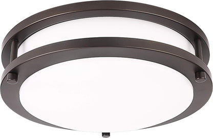 LE Flush Mount Ceiling Light, 16W 10.5 Inch Dimmable Flush Mount Brushed Nickel Light Fixture, 1200lm 80W Incandescent Bulb Replacement Round Flushmount Light for Kitchen, Hallways, Living Room and Bedroom, Daylight White (Black)