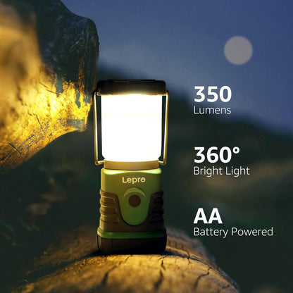 Lepro Portable LED Camping Lantern, 350LM Bright Camping Light with 4 Lighting Modes Battery Powered Camping Lamp for Outdoor, Car Camping, Tent, Power Outage, Emergency, 4-Pack