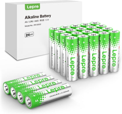 Lepro AA batteries 24-pack of alkaline double A batteries with long-lasting power, 1.5V, leak-proof, corrosion-resistant for industrial lighting