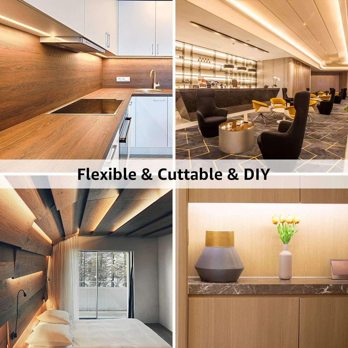 Lepro LED Strip Lights, 32.8ft 24V Dimmable and Flexible Strip Lights, 3000K Warm White, 600 Units 2835SMD Tape Light for Home, Kitchen, Bedroom, Car and More, Non Waterproof, Power Adapter Included