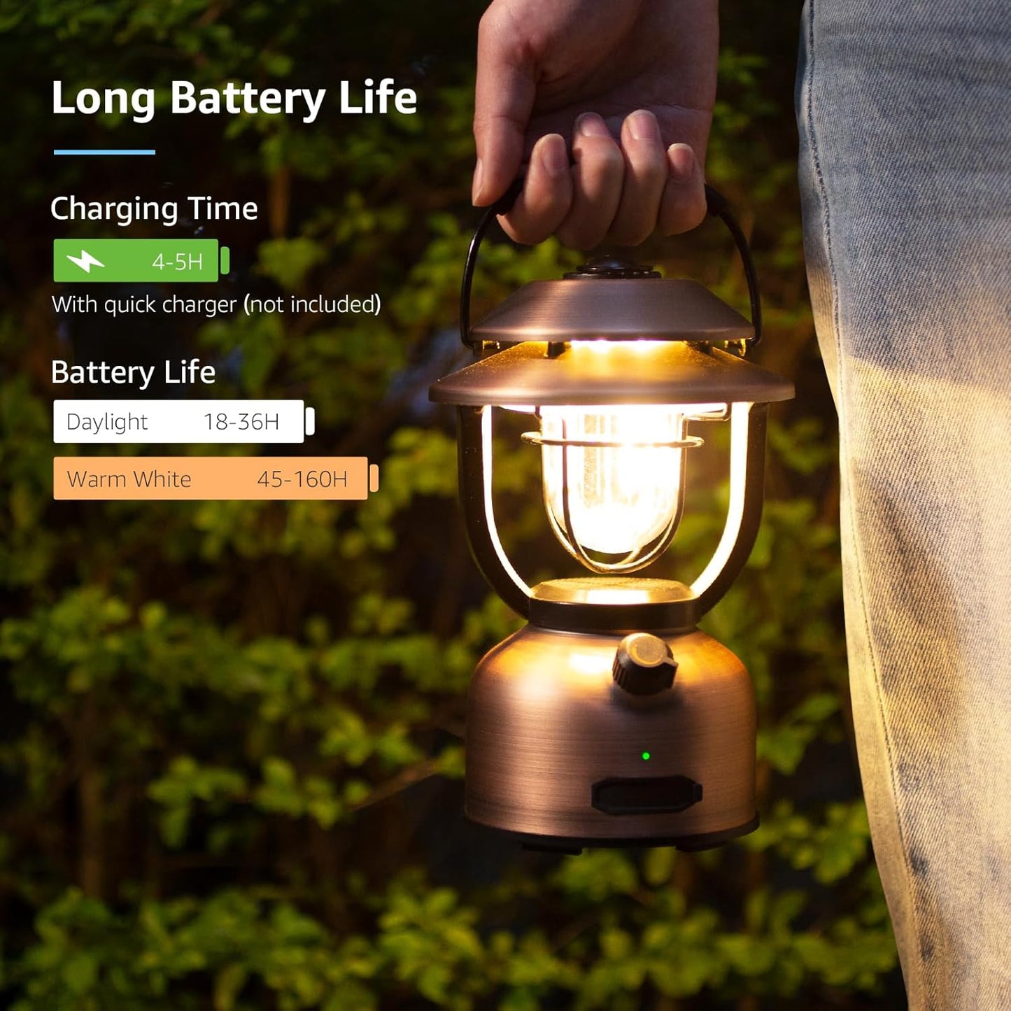 Lepro LED Lantern Vintage, USB Rechargeable Emergency Light for Power Outage, 1000 Lumens, 45H Long Battery Life, IPX4 Water Resistance, Camping Lantern Phone Charger for Hiking, Fishing, Hurricane