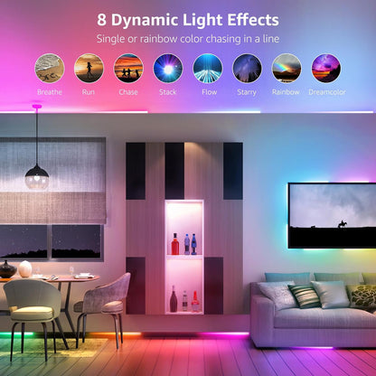 65.6ft MagicColor LED Strip Lights, Ultra-Long Strip Lights Sync to Music, Color Changing Light for Party, Bar, Bedroom, Kitchen,Gaming Room and Home Decoration, 32.8ft*2
