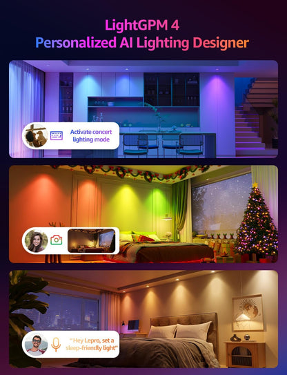 Lepro BG1 GU10 LED Bulbs, Smart Light Bulb RGBCW Dimmable Color Changing, Compatible with Alexa & Google Assistant, AI Voice Control via App, Music Sync, 2.4G WiFi Only, 4 Pack