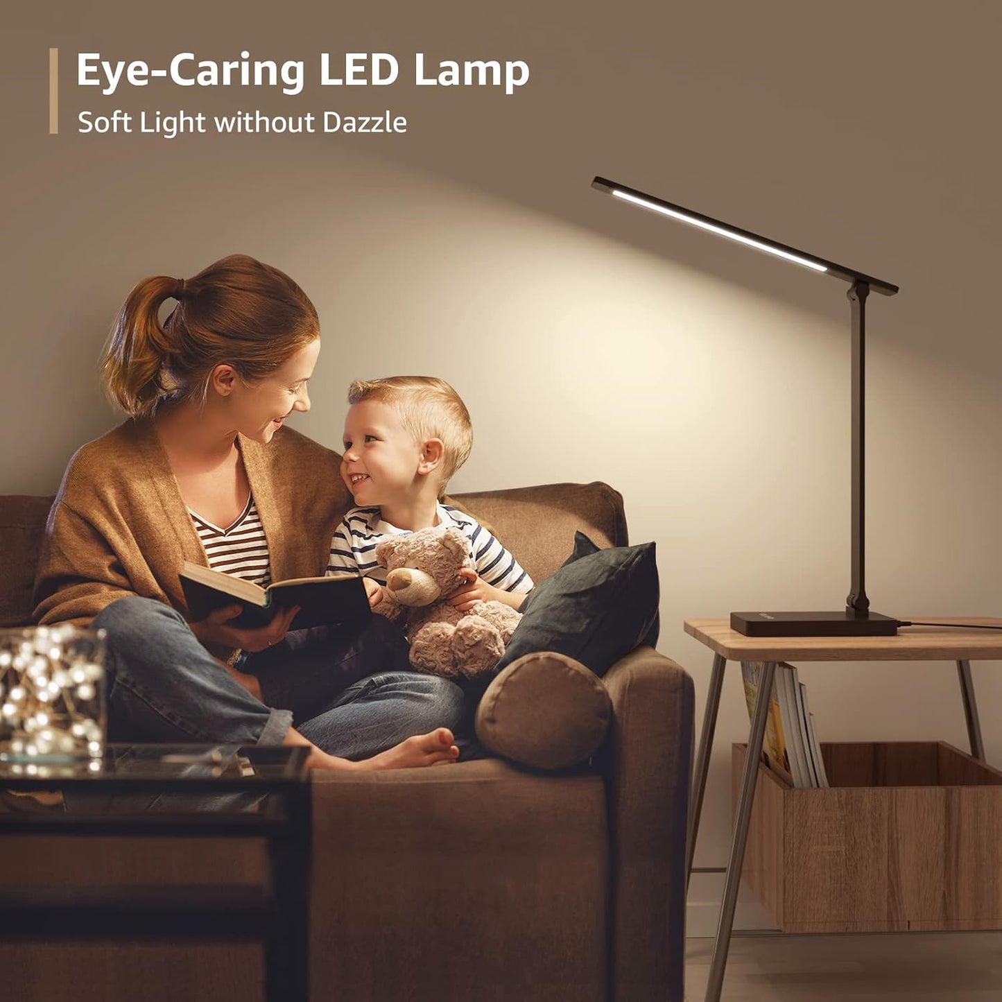 Lepro Desk Lamp LED with USB Charging Port, Dimmable Table Lamp Home Office Reading Touch Control, 3 Color Modes, 5 Brightness Level, College Dorm Room Essentials, Eye Caring, Sewing, Crafting, Black