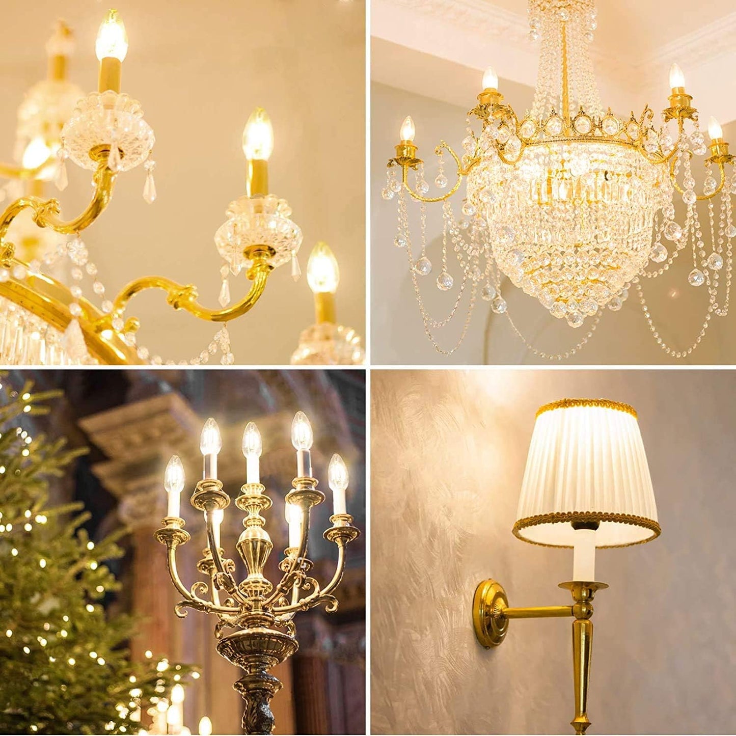 Lepro Candelabra Light Bulb, E12 Dimmable Filament Candle Light Bulb, 60W Equivalent Decorative Chandelier Light Bulbs, 5W 2700K Warm White Chandelier Bulbs, 6 Packs