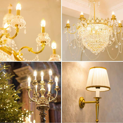 Lepro Candelabra Light Bulb, E12 Dimmable Filament Candle Light Bulb, 60W Equivalent Decorative Chandelier Light Bulbs, 5W 2700K Warm White Chandelier Bulbs, 6 Packs