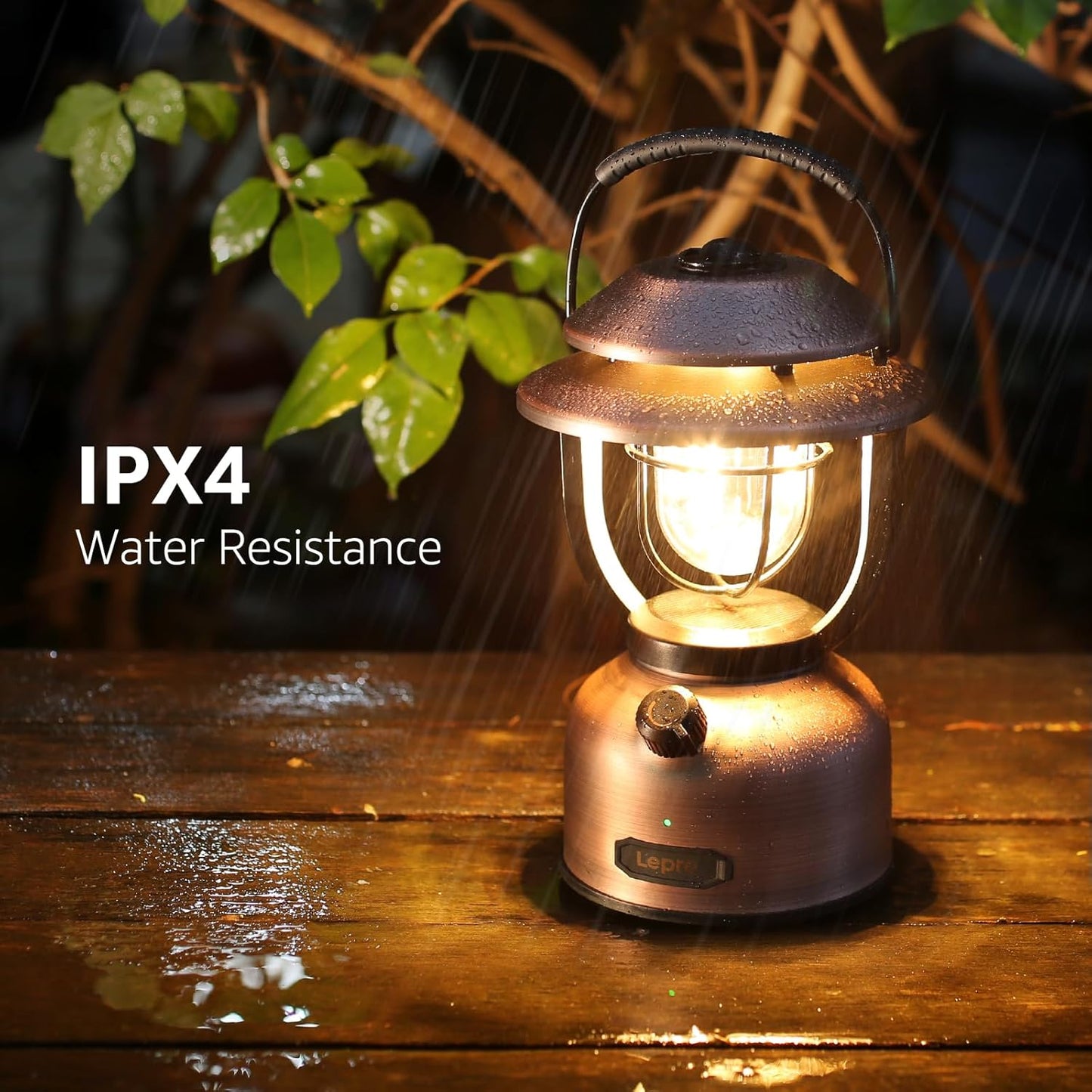 Lepro LED Lantern Vintage, USB Rechargeable Emergency Light for Power Outage, 1000 Lumens, 45H Long Battery Life, IPX4 Water Resistance, Camping Lantern Phone Charger for Hiking, Fishing, Hurricane