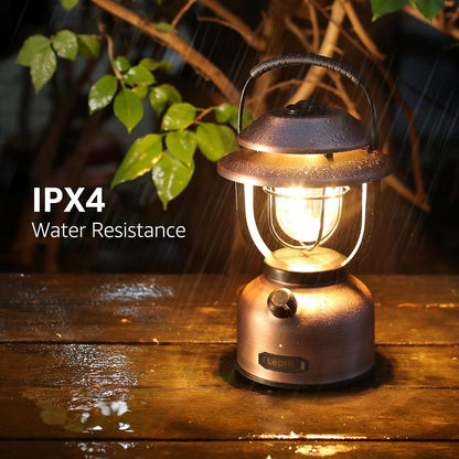 Lepro LED Lantern Vintage, USB Rechargeable Emergency Light for Power Outage, 1000 Lumens, 45H Long Battery Life, IPX4 Water Resistance, Camping Lantern Phone Charger for Hiking, Fishing, Hurricane