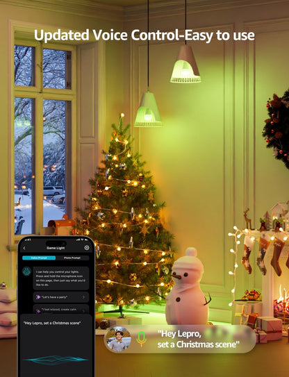 B1 AI Smart Bulb, Color Changing Light Bulbs, Work with Alexa and Google Assistant, WiFi & Bluetooth LED Light Bulb, Music Sync, Via Lepro App, RGBWW Dimmable LLM, A19 E26 800 Lumen, 8 Packs
