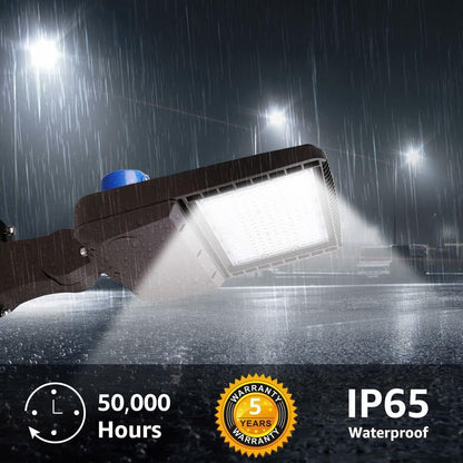 100W LED Parking Lot Light, Dusk to Dawn LED Shoebox Light for Streets, Parking Lots, Driveways