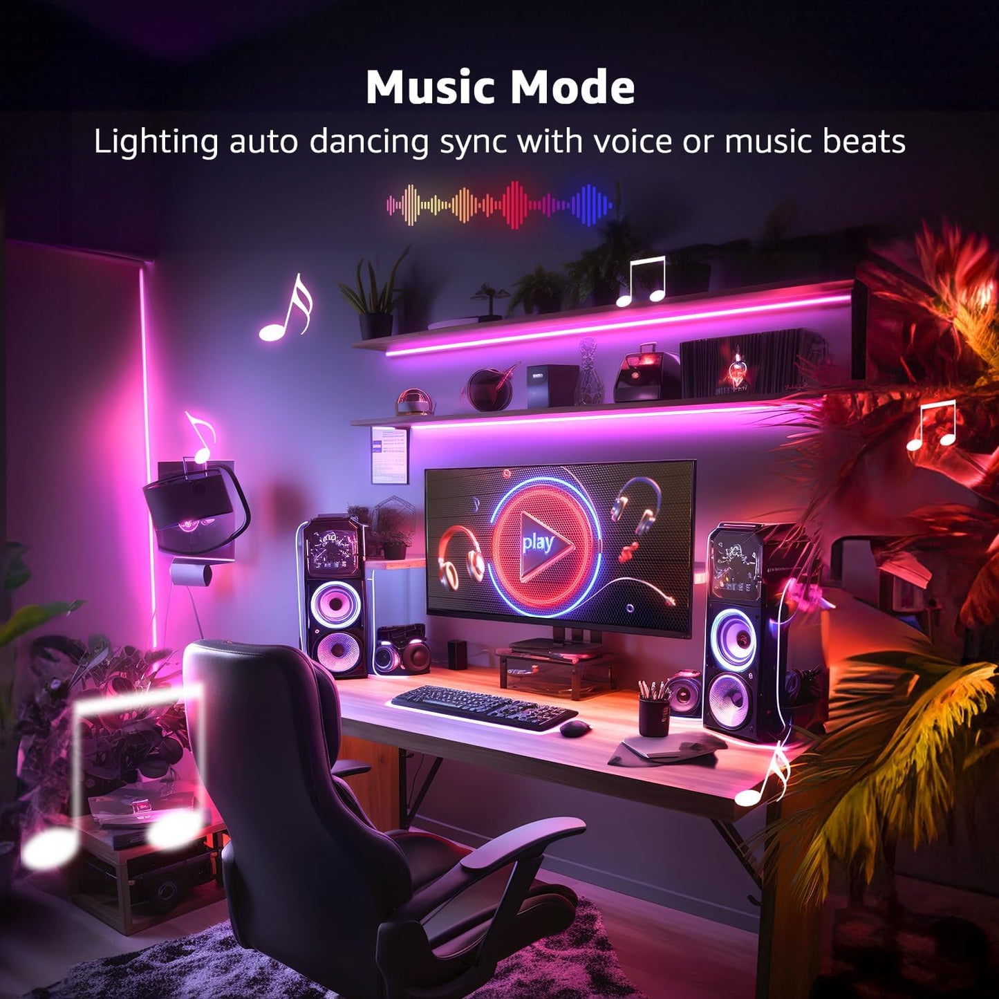 LE LED Strip Lights Kit, 16.4ft Dimmable RGB LED Light Strips, Color Changing Light Strip with Remote Control, 12V Power Supply for Kitchen, Bedroom and More, Non-Waterproof