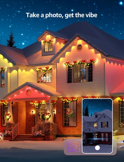Lepro E1 AI Permanent Outdoor Lights APP Control, 50ft RGB+IC Smart Christmas Lights with 30 Warm/Cool White LED, Alexa Google Enabled Eaves Lights, AI Generated Lighting LLM, NO Remote, 2.4 GHz WiFi