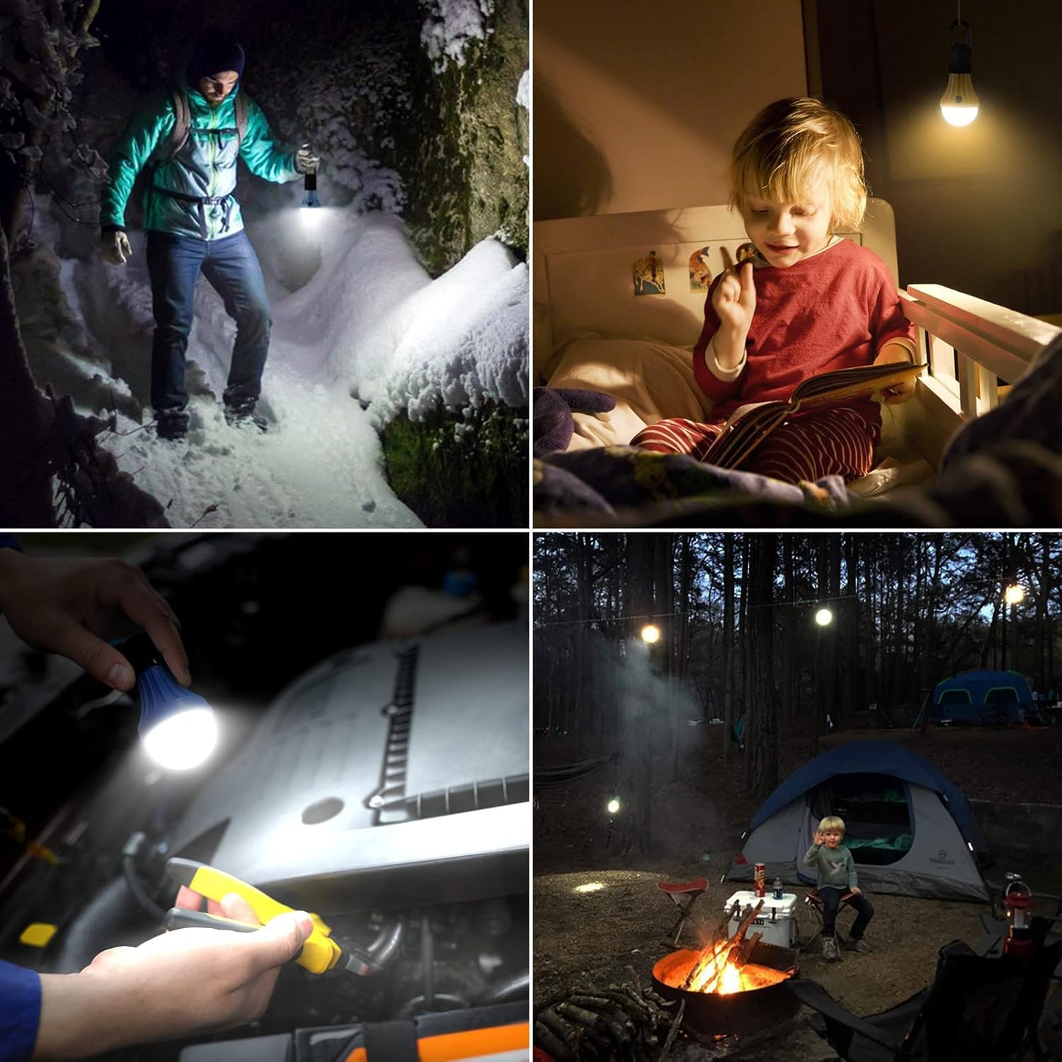 LE Compact Tent Light with Clip Hooks, Portable LED Hanging Tent