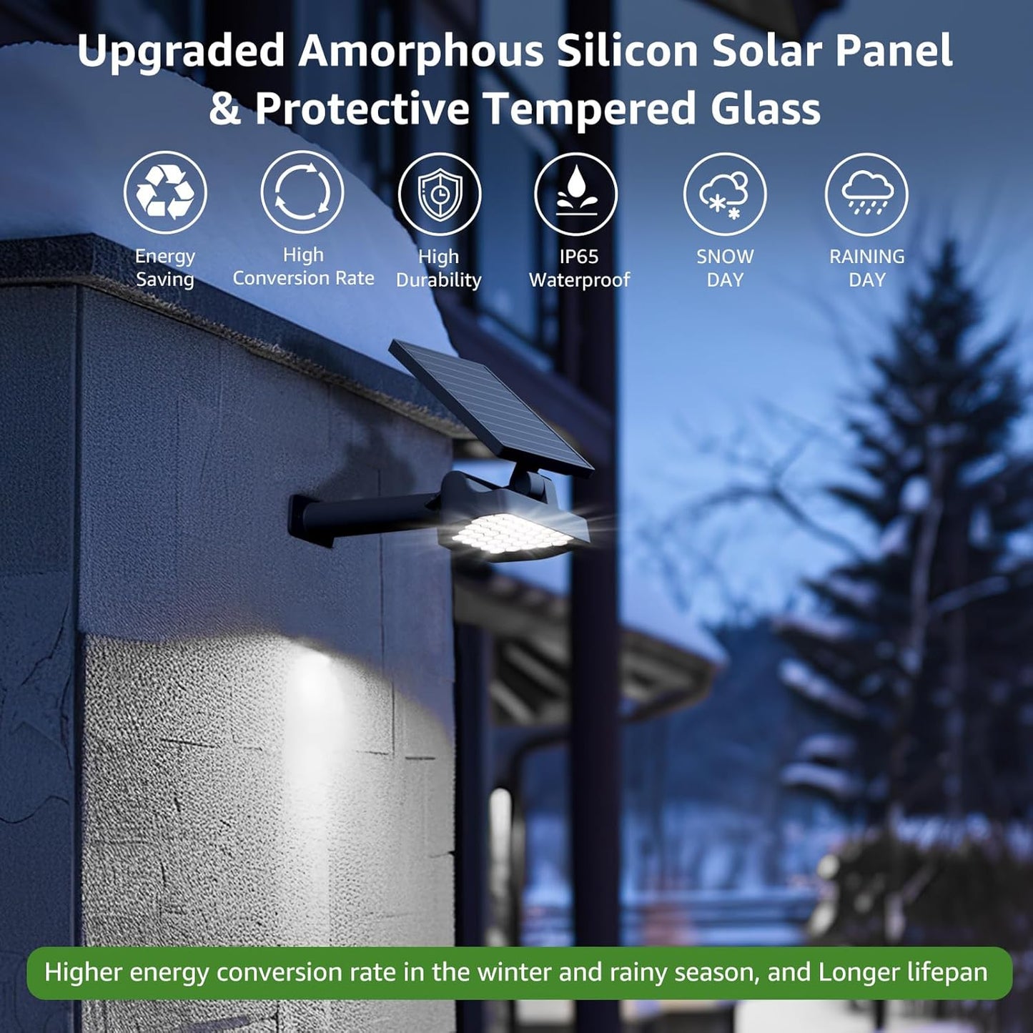 Lepro Solar Spotlights Outdoor, 43 LEDs Outdoor Solar Lights 6500K Daylight White, IP65 Waterproof, Dusk-to-Dawn, Auto On/Off Solar Garden Lights, for Outside Yard Porch Pathway Driveway