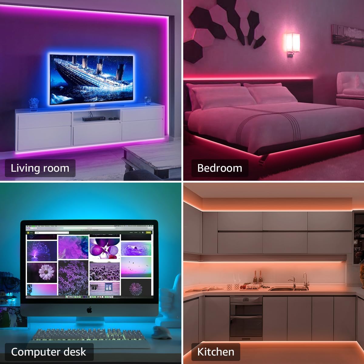 Lepro Smart WIFI LED Strip Lights, 32.8ft 300 LEDs Wireless APP Controlled Flexible RGB Light Strip Kit Compatible with Alexa and Google Assistant, Dimmable Color Changing 5050 LED Tape Light with Power Supply, No Hub Required, 16.4ft*2
