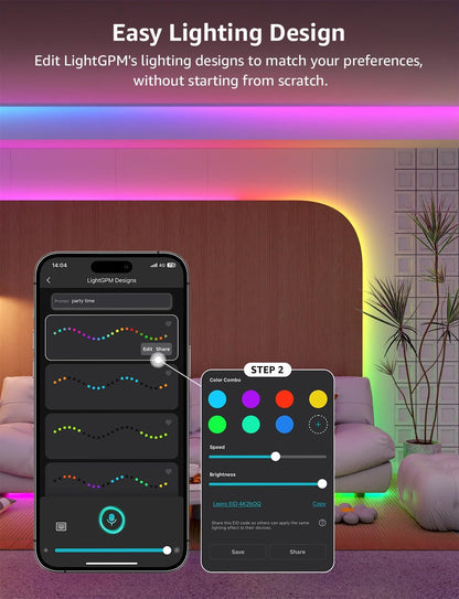 32.8ft(16.4ft*2) RGB LED Light Strips Kit with Remote Control, Color Changing LED Strip Lights for Bedroom, Room, Kitchen and TV Decoration