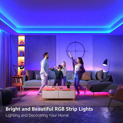 Lepro LED Strip Lights Kit, 50ft Ultra-Long RGB LED Light Strips, Dimmable Color Changing Light Strip with Remote Control, 450 Leds 12V Led Tape Light for Kitchen, Bedroom and More, Non-Waterproof (24.6ft*2)