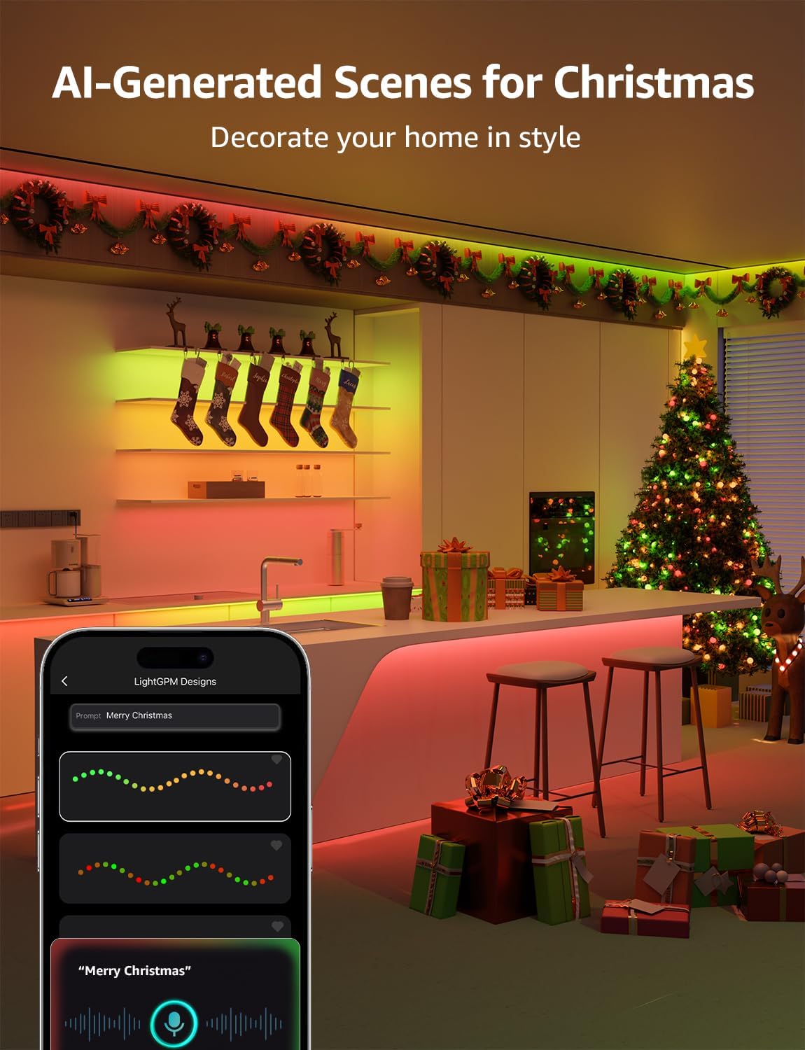 32.8ft(16.4ft*2) RGB LED Light Strips Kit with Remote Control, Color Changing LED Strip Lights for Bedroom, Room, Kitchen and TV Decoration
