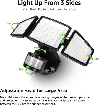 Lepro Motion Sensor Lights Outdoor, 27W Ultra Bright 3200LM LED Security Flood Lights with Motion Sensor, IP65 Waterproof Outdoor Motion Light, Black