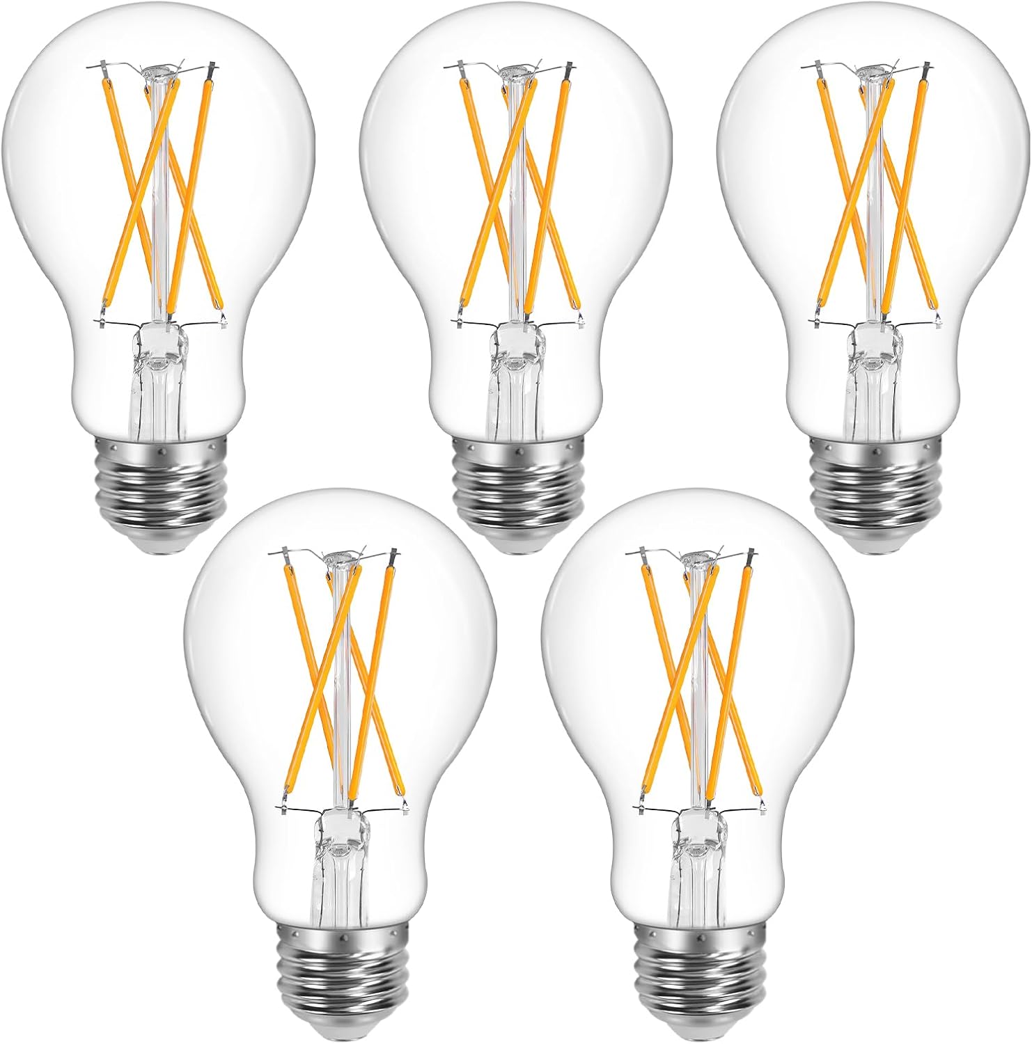 Lepro LED Filament Bulb, A19 E26 Vintage Light Bulb, Dimmable 800lm Light Bulbs 60W Equivalent, 2700K Warm White, 5 Packs