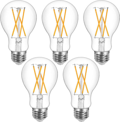 Lepro LED Filament Bulb, A19 E26 Vintage Light Bulb, Dimmable 800lm Light Bulbs 60W Equivalent, 2700K Warm White, 5 Packs