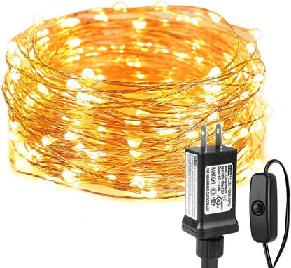 Lepro 10M waterproof LED string lights with 100 warm white LEDs on copper wire, ideal for indoor and outdoor decorative lighting.
