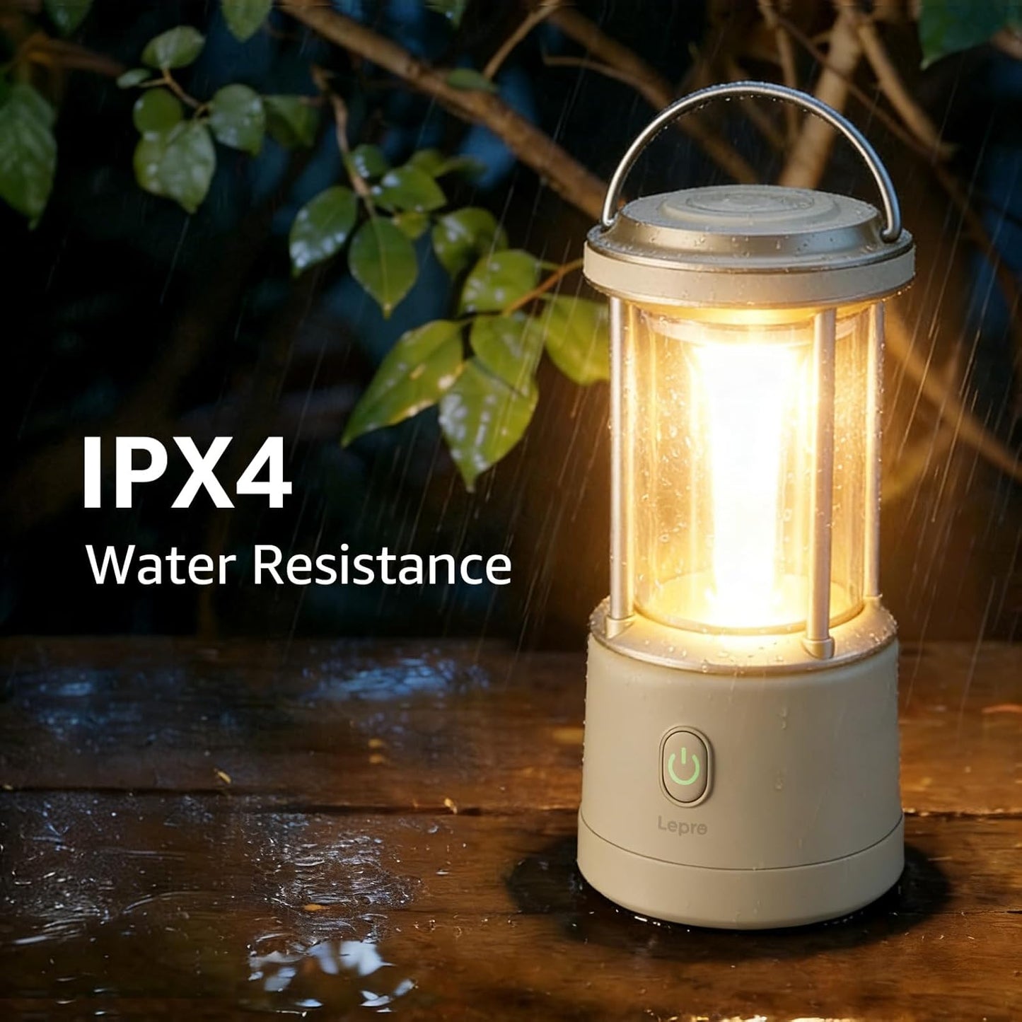 Lepro 1100LM Battery Powered LED Camping Lantern, Waterproof Tent Light with 4 Light Modes, Camping Essentials, Portable Lantern Flashlight for Camping, Emergency Light, Power Outage, Not Rechargeable