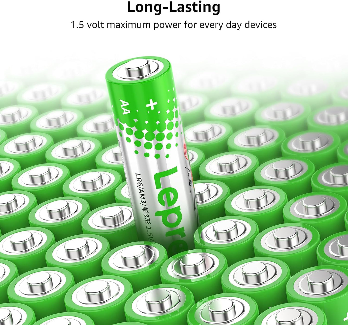 Lepro AA Batteries 100 Count, Double A Alkaline Batteries with Ultra Long-Lasting Power, 1.5 Volt 2800mAh LR6, Holds Power Up to 5 Years, High-Performance, Leak-Proof, Corrosion-Resistant