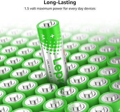 Lepro 48 Pack AA and AAA Batteries Combo Pack, High-Performance Alkaline Batteries, Included 24 Double AA Batteries & 24 Triple AAA Batteries, Long Lasting, Leak-Proof, Ideal for Everyday Devices