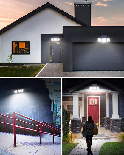 LE Solar Lights Outdoor, Motion Sensor Security Lights, 1000LM 72 LED, 3 Adjustable Head 270 Deg Wide Angle, Waterproof Wireless Wall Lights for Porch Yard Garage Pathway and More