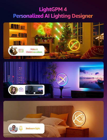 Lepro TB1 AI Smart Table Lamp, RGB Plus IC Addressable LED Lamp Alexa Google Compatible, LightBeats Music Sync, AI Generated Lighting LLM, Color Changing Modern Desk Lamp, 2.4 GHz WiFi/Bluetooth