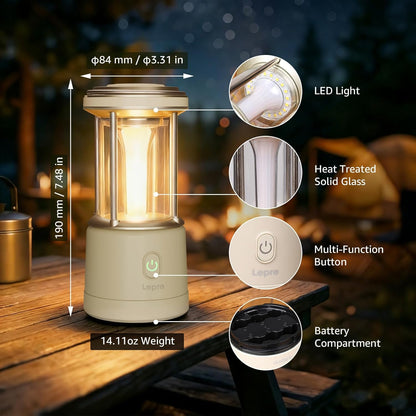 Lepro 1100LM Battery Powered LED Camping Lantern, Waterproof Tent Light with 4 Light Modes, Camping Essentials, Portable Lantern Flashlight for Camping, Emergency Light, Power Outage, Not Rechargeable