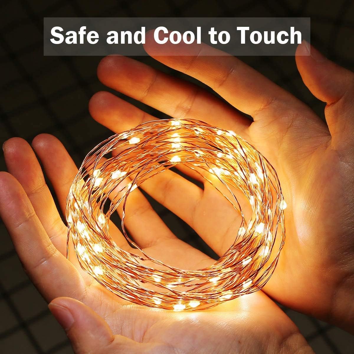 Lepro 10M waterproof LED string lights with 100 warm white LEDs, copper wire for indoor and outdoor decorative lighting.